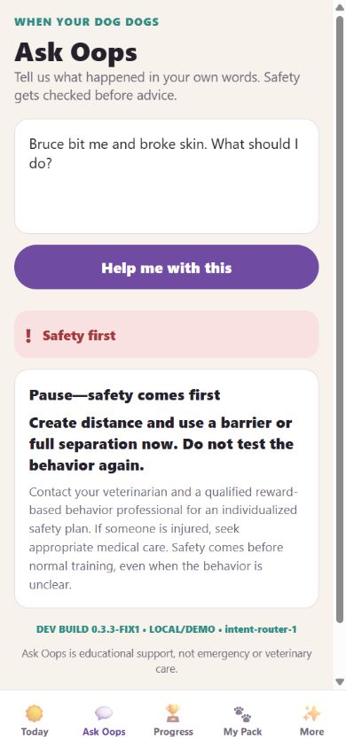 Oops, I Get My Dog safety screen