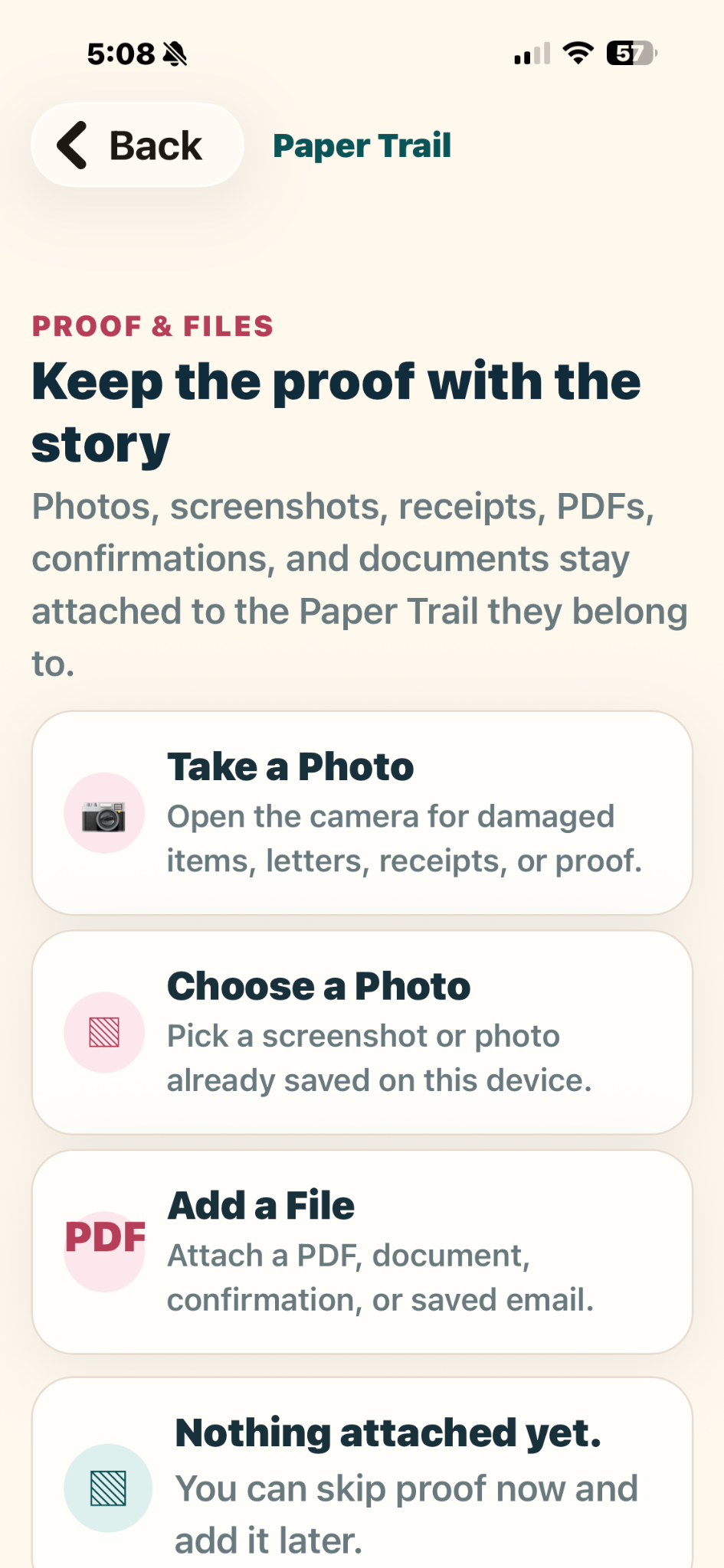 Paper Trail proof and files screen